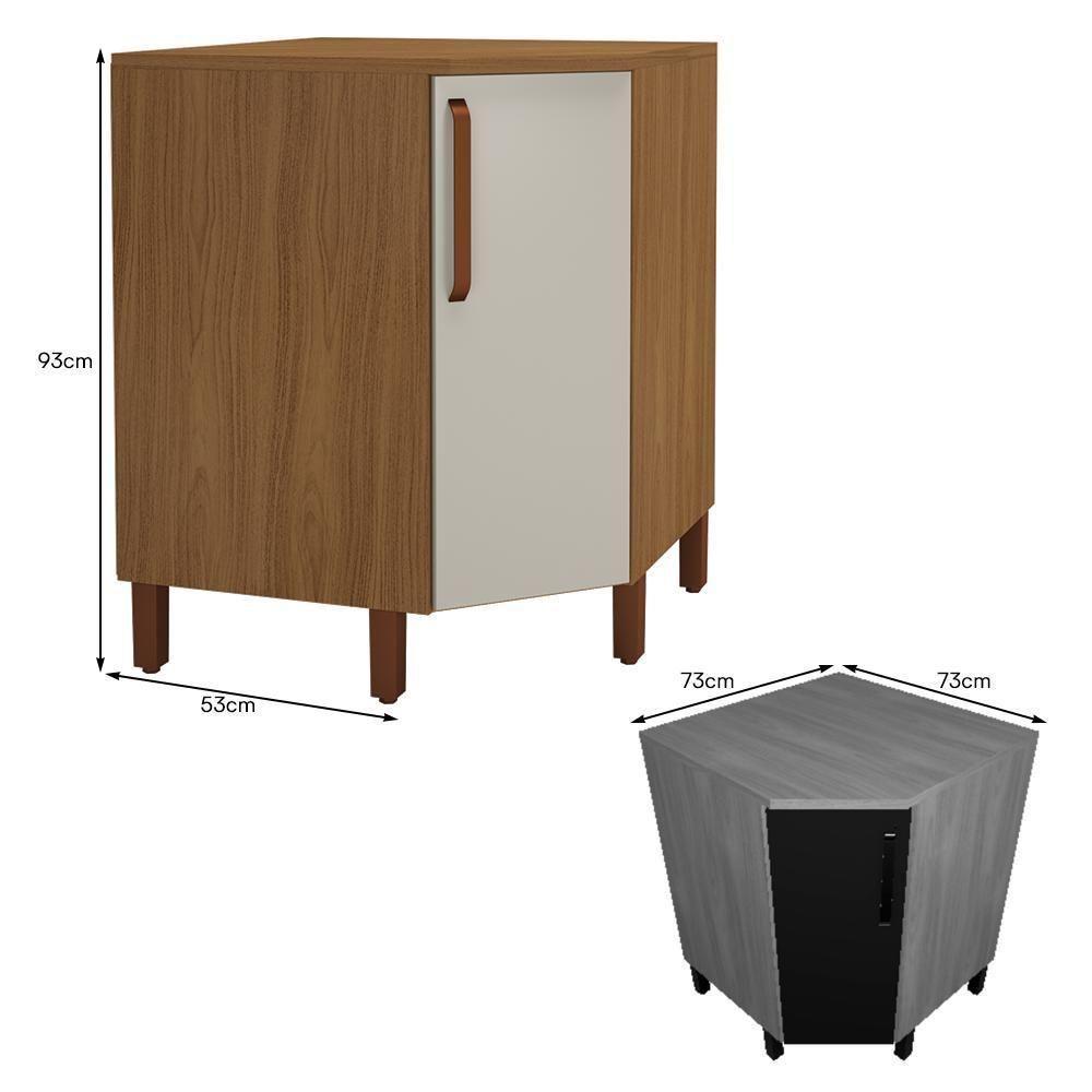 Balcão De Canto Monza 1 Porta Freijó-off White - Indékes Freijó-off White - 3