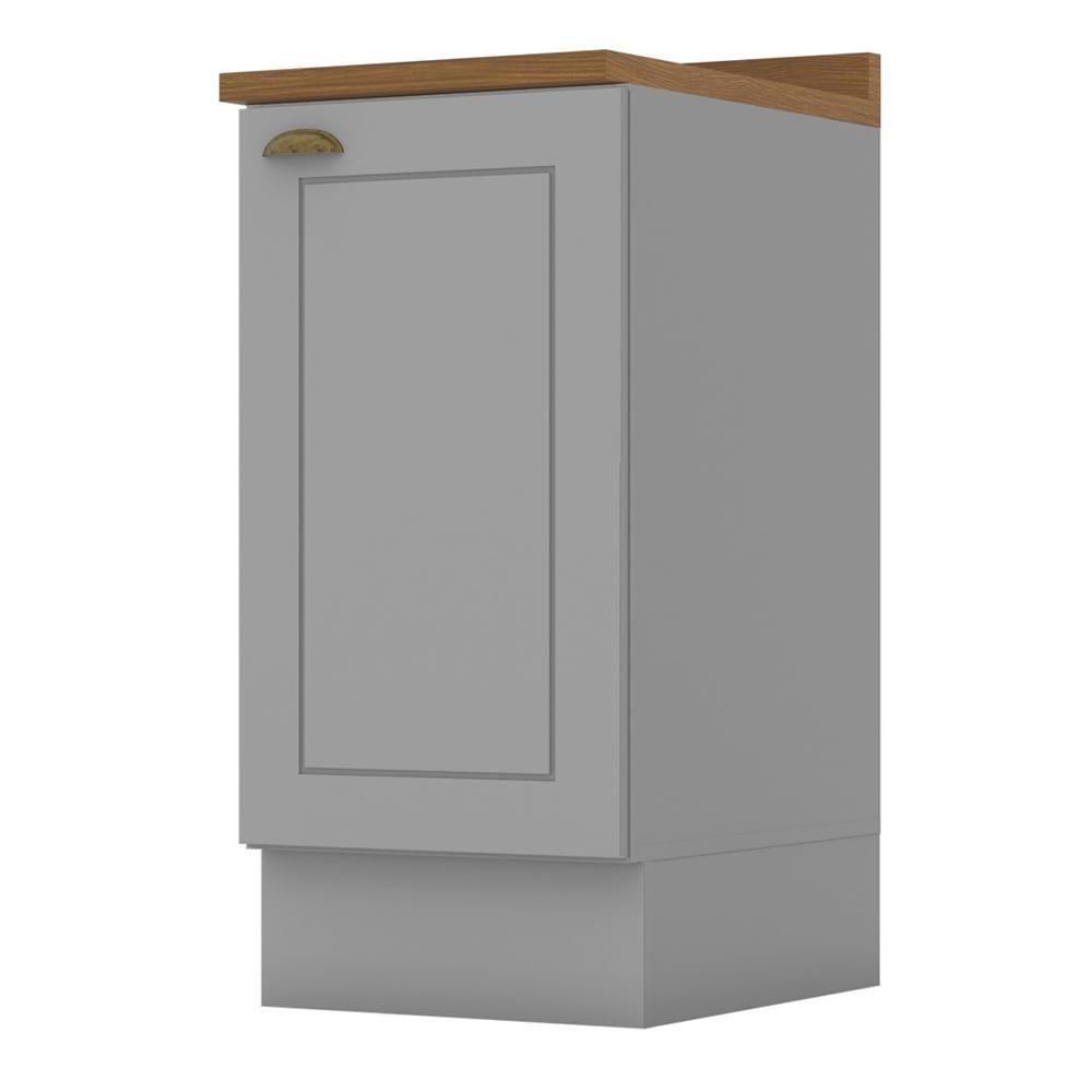 Balcão 1 Porta 40cm Americana Cinza Com Tampo Nature - Móveis Henn Cinza-nature - 1