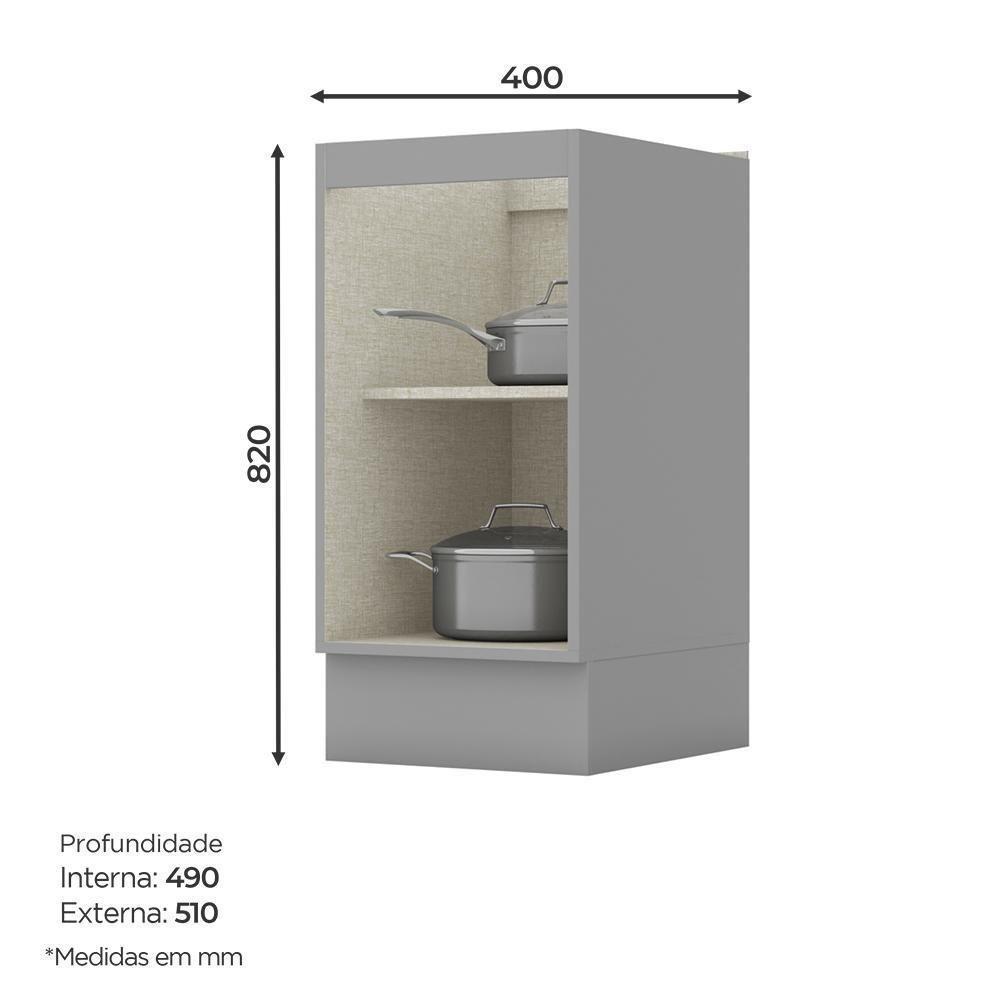 Balcão 1 Porta 40cm Americana Cinza Com Tampo Nature - Móveis Henn Cinza-nature - 3