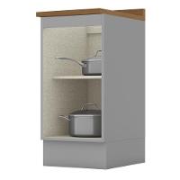 Balcão 1 Porta 40cm Americana Cinza Com Tampo Nature - Móveis Henn Cinza-nature - 2