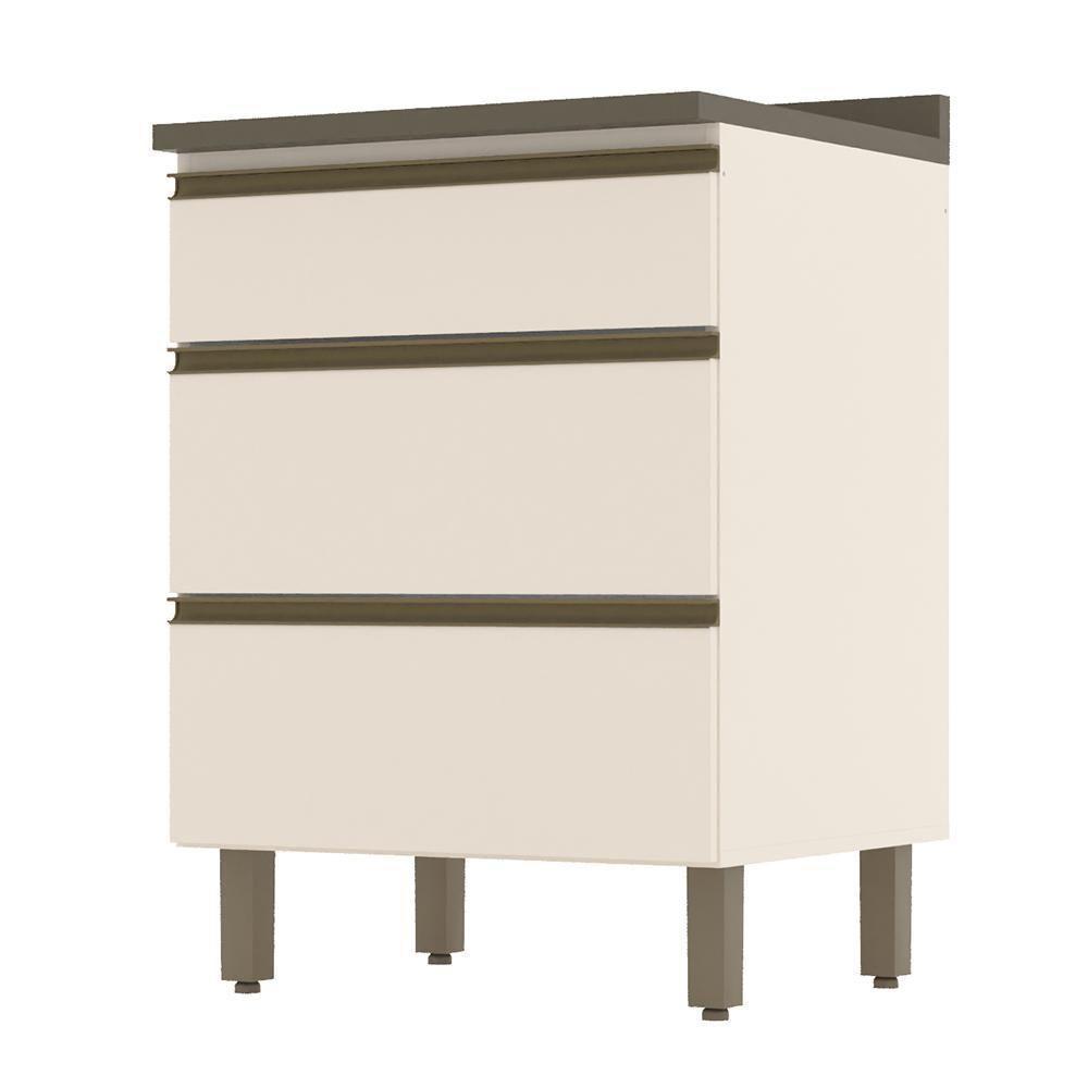 Balcão 3 Gavetas 60cm Off White-duna Com Tampo Connect - Móveis Henn Off White-duna - 1