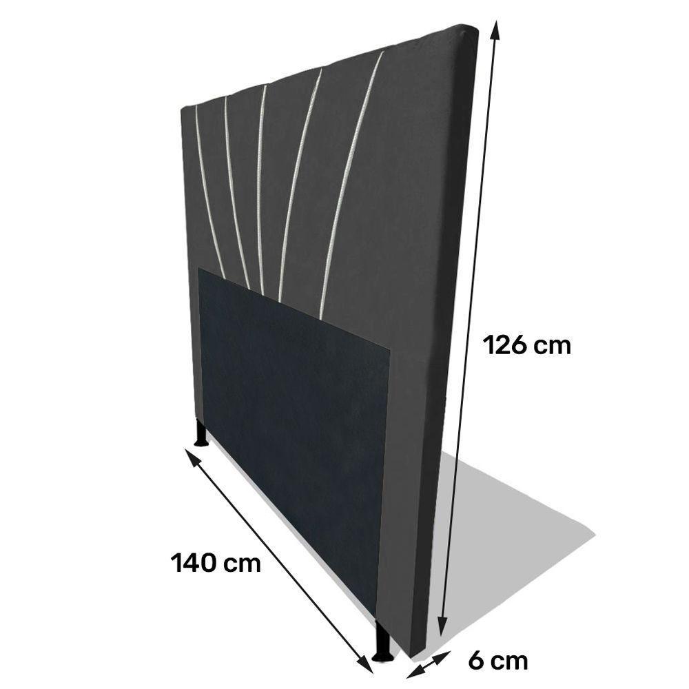 Cabeceira Cama Box Casal Dallas 140Cm Veludo Cinza - Abmaza - 3
