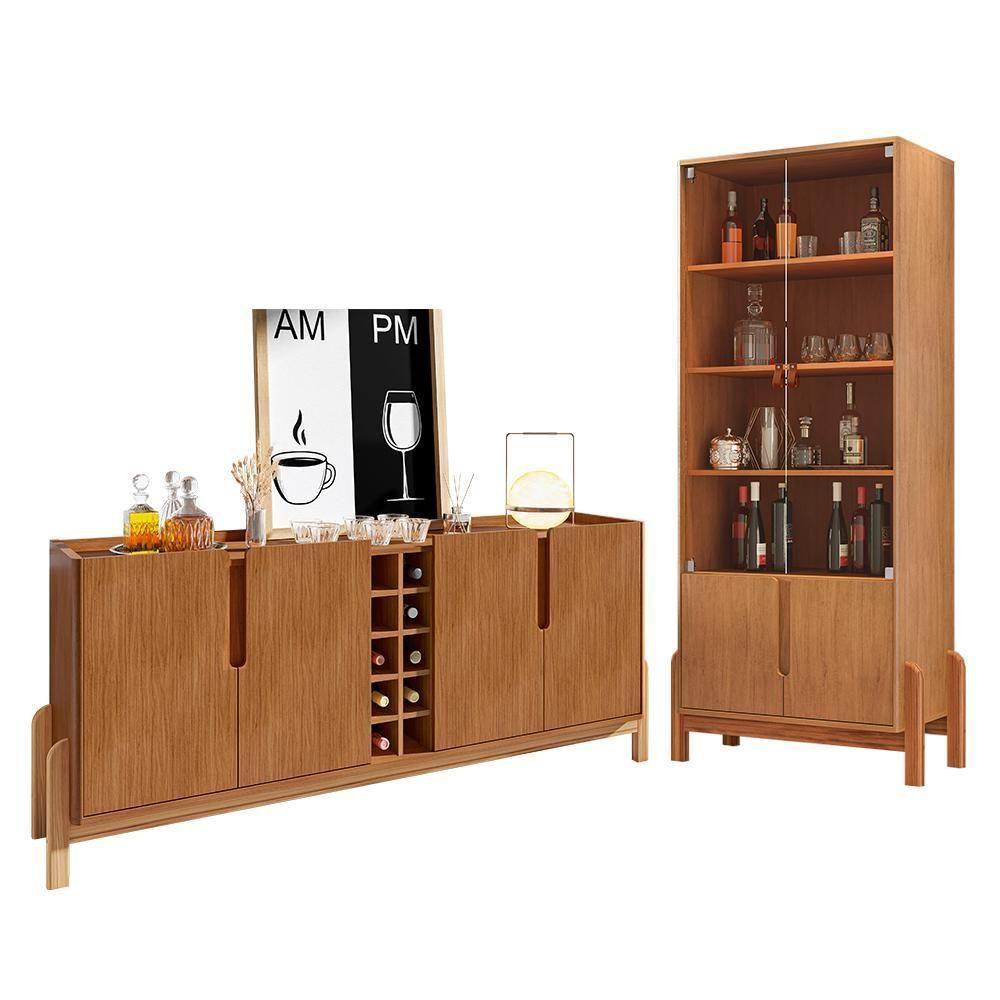 Sala De Jantar Lizz Com Cristaleira E Buffet Aparador Com Adega Cedro - Casa D Cedro - 1