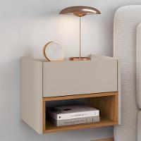 Mesa De Cabeceira Suspensa Florença 1 Gaveta Off White-cedro - Casa D Off White-cedro - 2