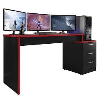Mesa Para Computador Desk Gamer Drx-5000 Preto-vermelho - Pr Móveis Preto-vermelho - 1