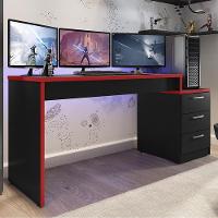 Mesa Para Computador Desk Gamer Drx-5000 Preto-vermelho - Pr Móveis Preto-vermelho - 3