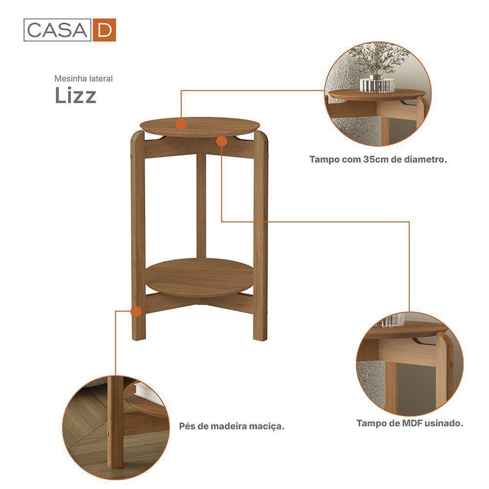 Mesa Lateral Lizz Redonda Cedro - Casa D Cedro - 3