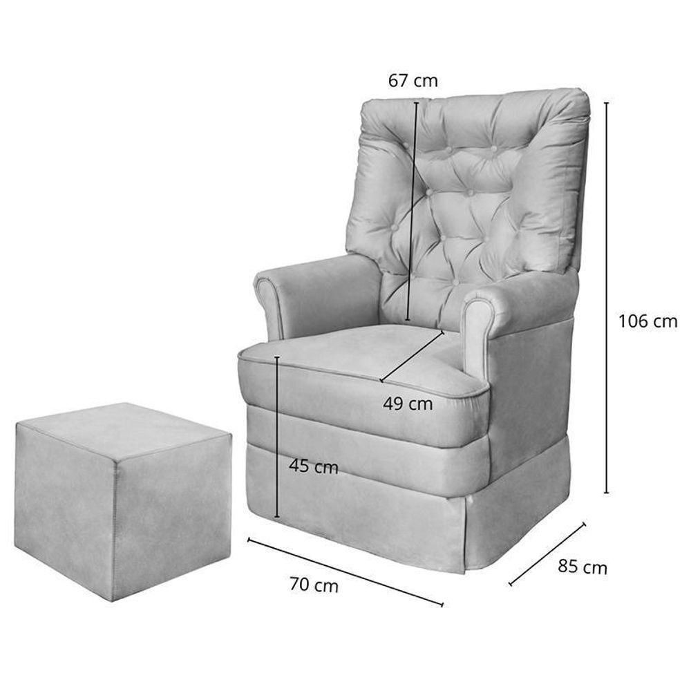Poltrona De Amamentação Alana Com Balanço E Puff Veludo Rosê - Phoenix Baby Veludo Rosê - 5