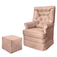 Poltrona De Amamentação Alana Com Balanço E Puff Veludo Rosê - Phoenix Baby Veludo Rosê - 1