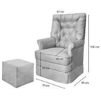 Poltrona De Amamentação Alana Com Balanço E Puff Veludo Rosê - Phoenix Baby Veludo Rosê - 5