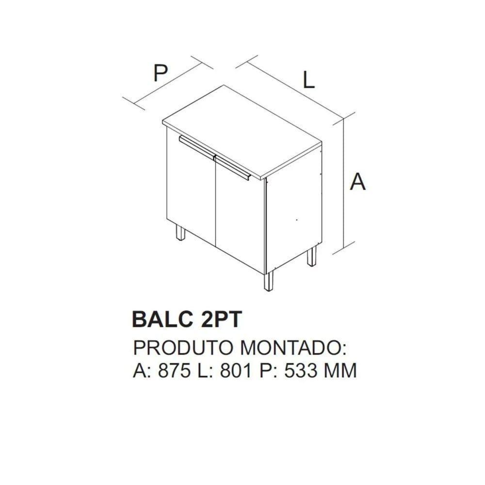 Balcão De Cozinha 80cm 2 Portas Com Tampo New Porto - Itatiaia Freijó-off White - 2