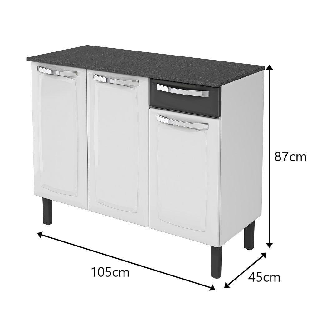 Balcão Aço 3 Portas 2 Gavetas C-tampo Rose - Itatiaia Preto - 2