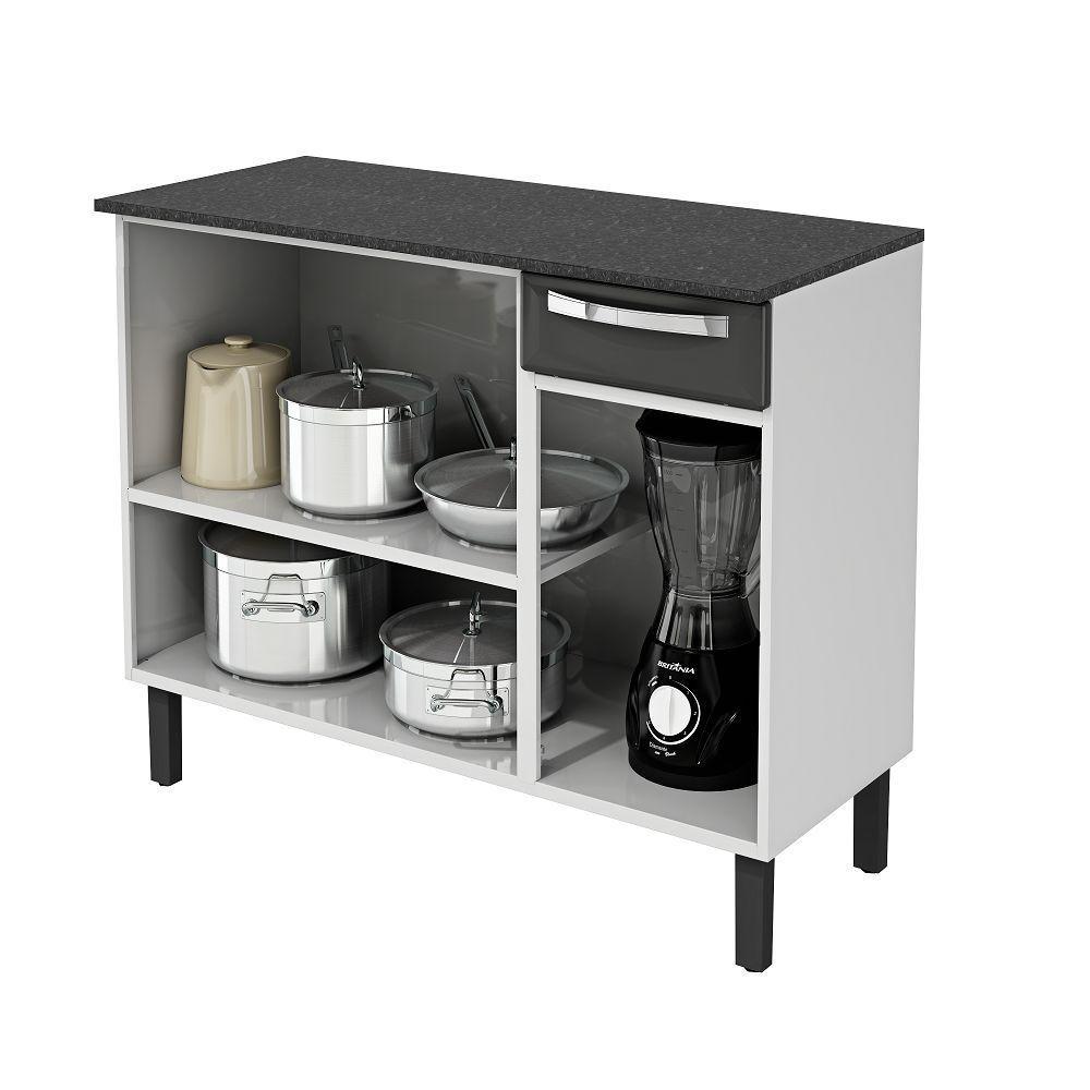 Balcão Aço 3 Portas 2 Gavetas C-tampo Rose - Itatiaia Preto - 4