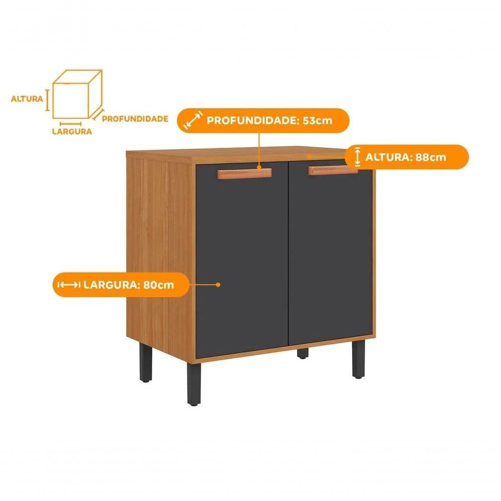 Balcão De Cozinha Para Forno Ou Micro-ondas 2 Portas Nápoles - Itatiaia Cinamomo-grafite - 2