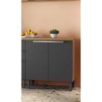 Balcão De Cozinha 80cm 2 Portas Com Tampo New Porto - Itatiaia Freijó-grafite - 4