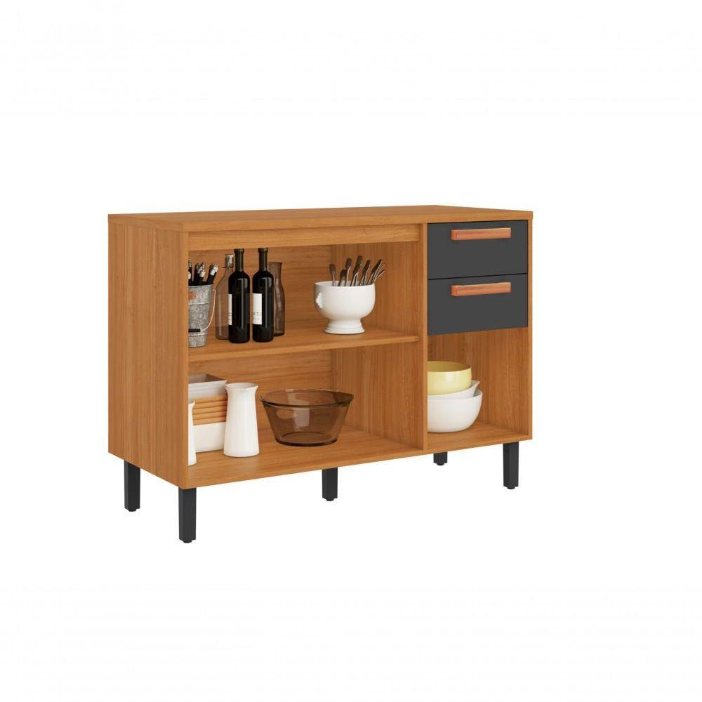 Balcão 3 Portas 2 Gavetas 120cm Com Tampo Nápoles - Itatiaia Cinamomo-grafite - 3