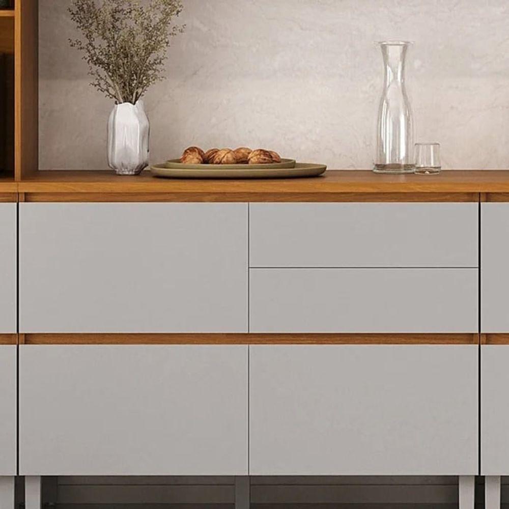 Balcão 1 Porta 4 Gavetas 120cm Com Tampo E Dobradiças Slow Motion Lumina - Itatiaia Cinamomo-fendi - 4