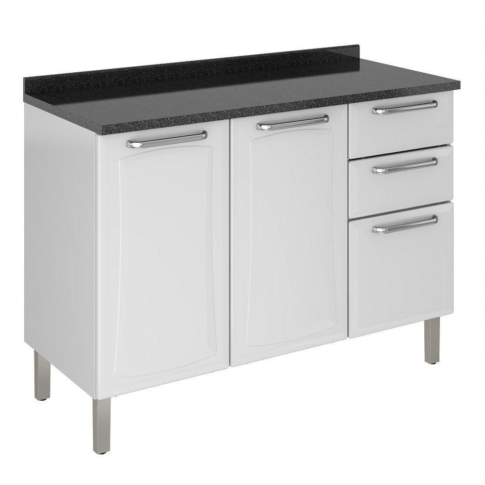 Balcão C- Tampo 3 Portas 2 Gavetas Tarsila - Itatiaia Branco - 1