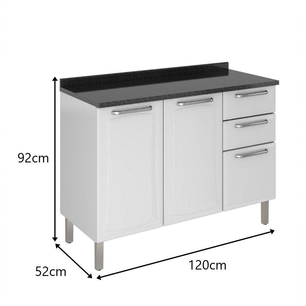 Balcão C- Tampo 3 Portas 2 Gavetas Tarsila - Itatiaia Branco - 3