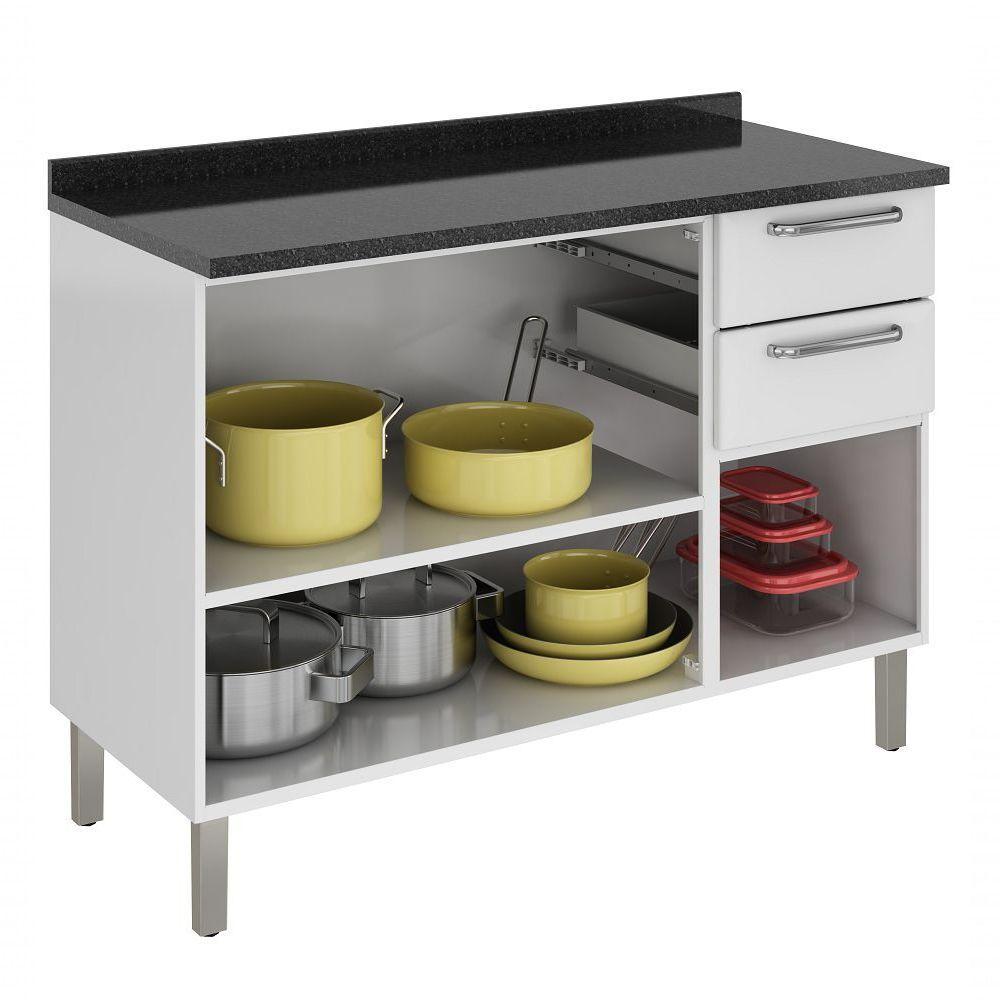 Balcão C- Tampo 3 Portas 2 Gavetas Tarsila - Itatiaia Branco - 7