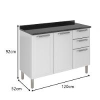 Balcão C- Tampo 3 Portas 2 Gavetas Tarsila - Itatiaia Branco - 3