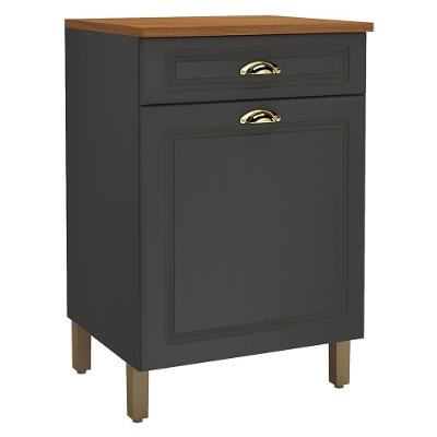 Balcão De Cozinha Firenze 60cm 1 Porta E 1 Gaveta Chumbo Com Tampo Mdf - Indékes Chumbo