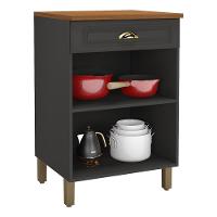 Balcão De Cozinha Firenze 60cm 1 Porta E 1 Gaveta Chumbo Com Tampo Mdf - Indékes Chumbo - 2