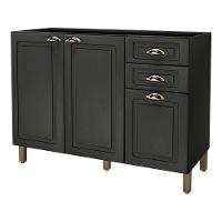 Balcão De Cozinha Firenze 120cm 3 Portas E 2 Gavetas Chumbo Sem Tampo - Indékes Chumbo - 1