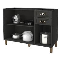 Balcão De Cozinha Firenze 120cm 3 Portas E 2 Gavetas Chumbo Sem Tampo - Indékes Chumbo - 2