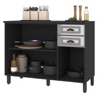 Balcão De Cozinha Firenze 120cm 3 Portas E 2 Gavetas Chumbo-titânio Com Tampo Mdf - Indékes Chumbo-titânio - 2