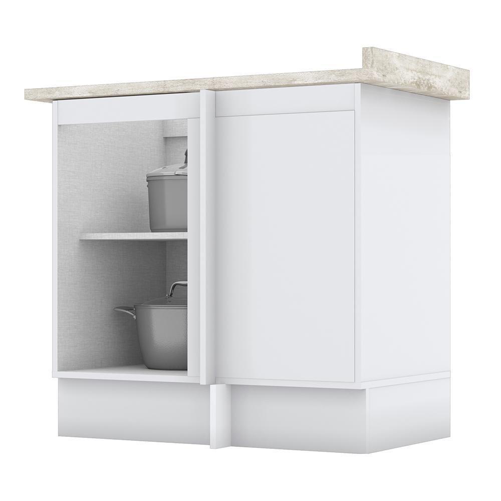 Balcão Canto Reto 1 Porta Americana Branco Com Tampo Calcare - Móveis Henn Branco-calcare - 2