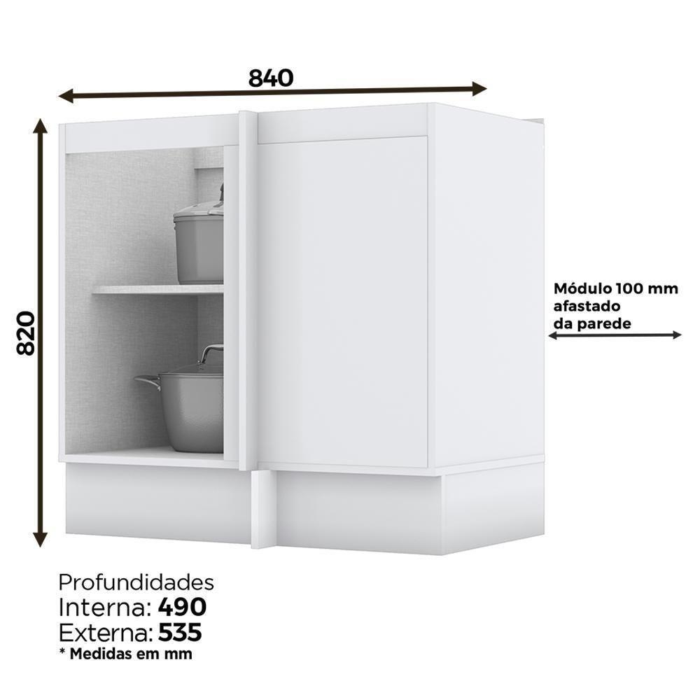 Balcão Canto Reto 1 Porta Americana Branco Com Tampo Calcare - Móveis Henn Branco-calcare - 3
