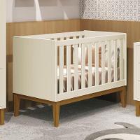 Berço Mini Cama Classic Areia Fosco Com Pés Amadeirado - Reller Móveis Areia Fosco - 1