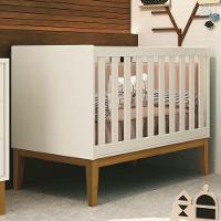 Berço Mini Cama Classic Areia Fosco Pés Amadeirado Com Colchão D18 - Reller Móveis Areia Fosco