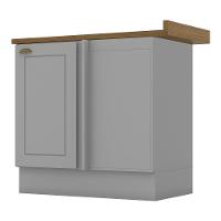 Balcão Canto Reto 1 Porta Americana Cinza Com Tampo Nature - Móveis Henn Cinza-nature - 1