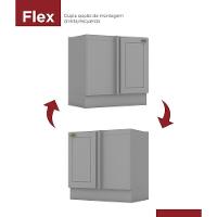 Balcão Canto Reto 1 Porta Americana Cinza Com Tampo Nature - Móveis Henn Cinza-nature