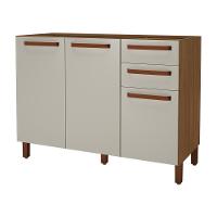 Balcão De Cozinha Monza 120cm 3 Portas E 2 Gavetas Freijó-off White Sem Tampo - Indékes Freijó-off White - 1