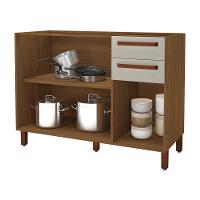 Balcão De Cozinha Monza 120cm 3 Portas E 2 Gavetas Freijó-off White Sem Tampo - Indékes Freijó-off White - 2