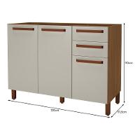 Balcão De Cozinha Monza 120cm 3 Portas E 2 Gavetas Freijó-off White Sem Tampo - Indékes Freijó-off White - 3