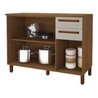 Balcão De Cozinha Monza 120cm 3 Portas E 2 Gavetas Freijó-off White Com Tampo Mdf - Indékes Freijó-off White - 2