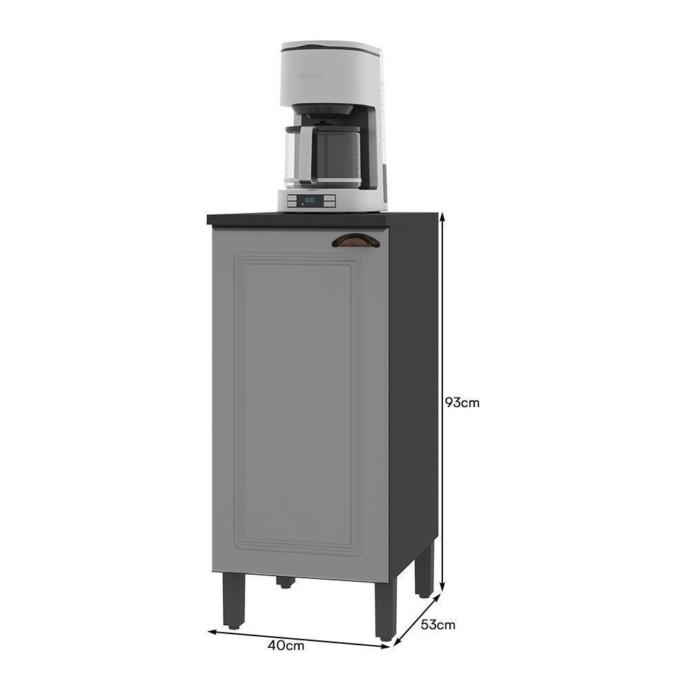 Balcão De Cozinha Firenze 40cm 1 Porta Chumbo-titânio Com Tampo Mdf - Indékes Chumbo-titânio - 3