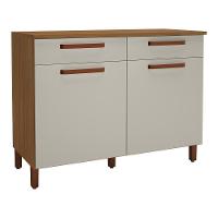 Balcão De Cozinha Monza 120cm 2 Portas E 2 Gavetas Freijó-off White Com Tampo Mdf - Indékes Freijó-off White - 1