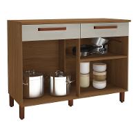 Balcão De Cozinha Monza 120cm 2 Portas E 2 Gavetas Freijó-off White Com Tampo Mdf - Indékes Freijó-off White - 2