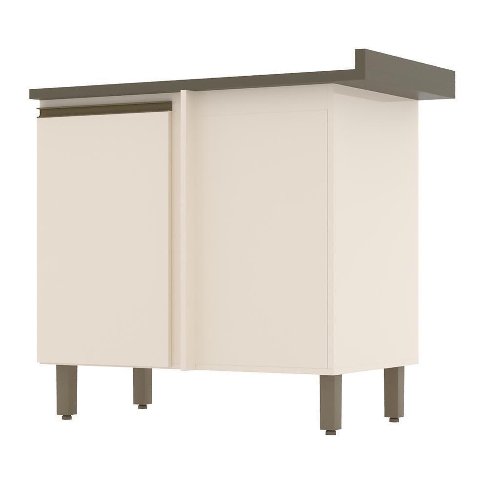 Balcão Canto Reto 1 Porta Com Tampo Connect Off White-duna - Móveis Henn Off White-duna - 1