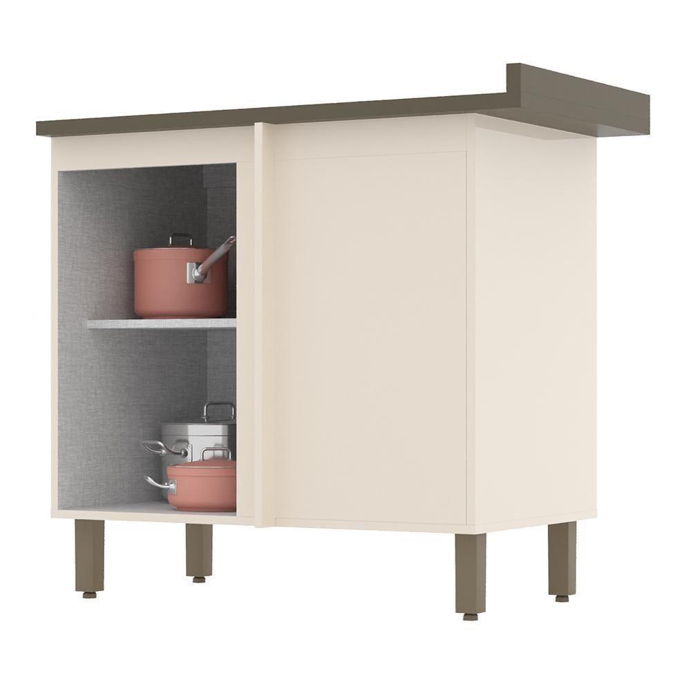 Balcão Canto Reto 1 Porta Com Tampo Connect Off White-duna - Móveis Henn Off White-duna - 2