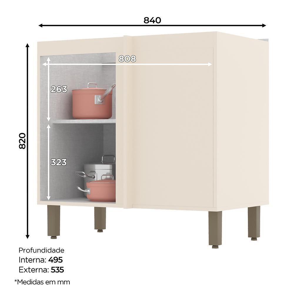 Balcão Canto Reto 1 Porta Com Tampo Connect Off White-duna - Móveis Henn Off White-duna - 3