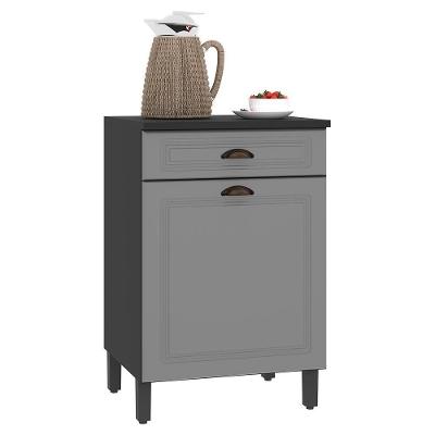 Balcão De Cozinha Firenze 60cm 1 Porta E 1 Gaveta Chumbo-titânio Com Tampo Mdf - Indékes Chumbo-titânio