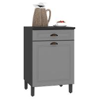 Balcão De Cozinha Firenze 60cm 1 Porta E 1 Gaveta Chumbo-titânio Com Tampo Mdf - Indékes Chumbo-titânio - 1