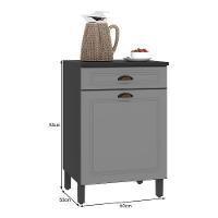 Balcão De Cozinha Firenze 60cm 1 Porta E 1 Gaveta Chumbo-titânio Com Tampo Mdf - Indékes Chumbo-titânio - 3