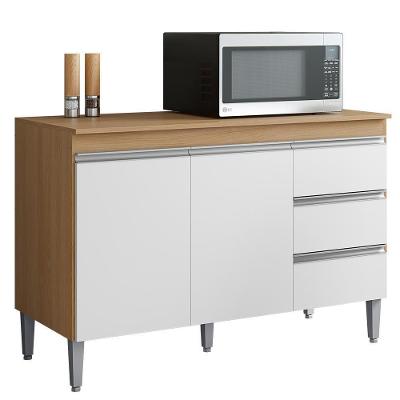 Balcão Pia Andréia 120cm Amêndoa-branco Com Tampo Mdp - Ajl Móveis Amêndoa-branco
